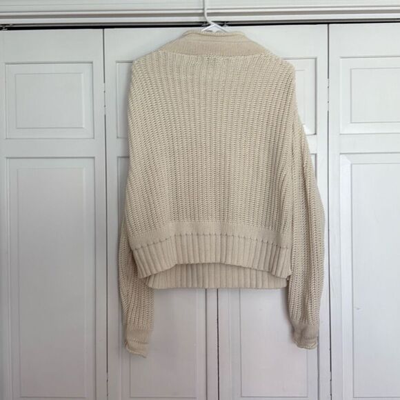 LalaMia drop shoulder white knit mock neck sweater M - Picture 6 of 9